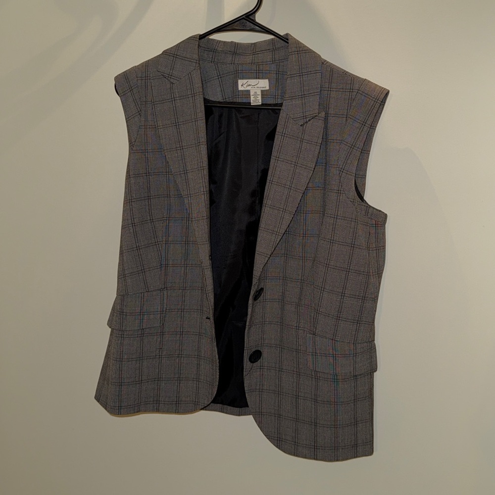 Kim Rogers Charcoal Plaid Vest